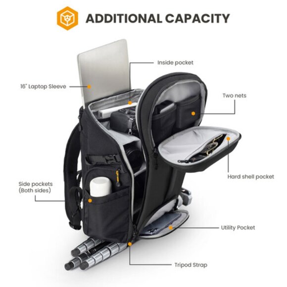 TARION HX-L Camera Backpack (Black, 21L) - Picture 5 of 12